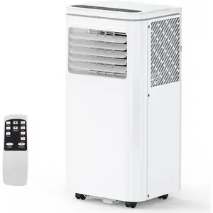 8000 BTU Portable Air Conditioner, 3-in-1 Cooling, Dehumidifier & Fan with Sleep Mode, Ultra-Quiet Operation for Spaces up to 350 Sq. Ft, Remote Control, Easy-Portability, White Home Room Aircon Appliance Household
