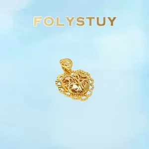 [FOLYSTUY (K146)]Intricate Lace Heart Charm Pendant, 35.9×24.5mm, Romantic Jewelry