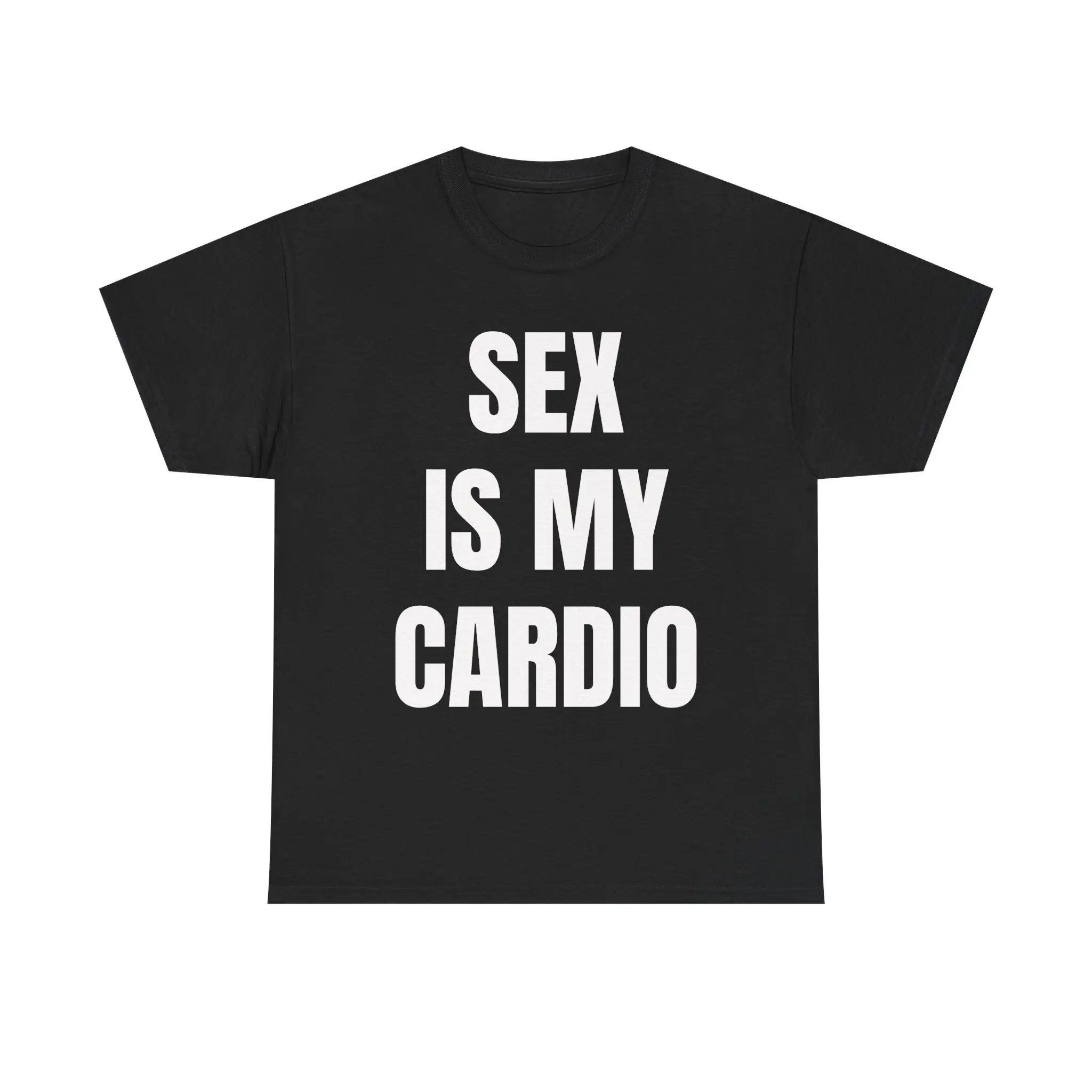 Funny Print Gym T-Shirt for Men, 'S*x Is My Cardio' Cotton Blend Fitness Tee, Machine Washable Workout Humor for Gym Lovers