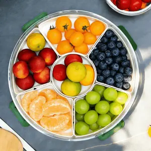 UFORU Rotating Food Storage Container, 1-Piece 6-Compartment Detachable Snack Organizer with Lid, Reusable Fruit & Vegetable Storage Box, Kitchen Utensils & Gadgets