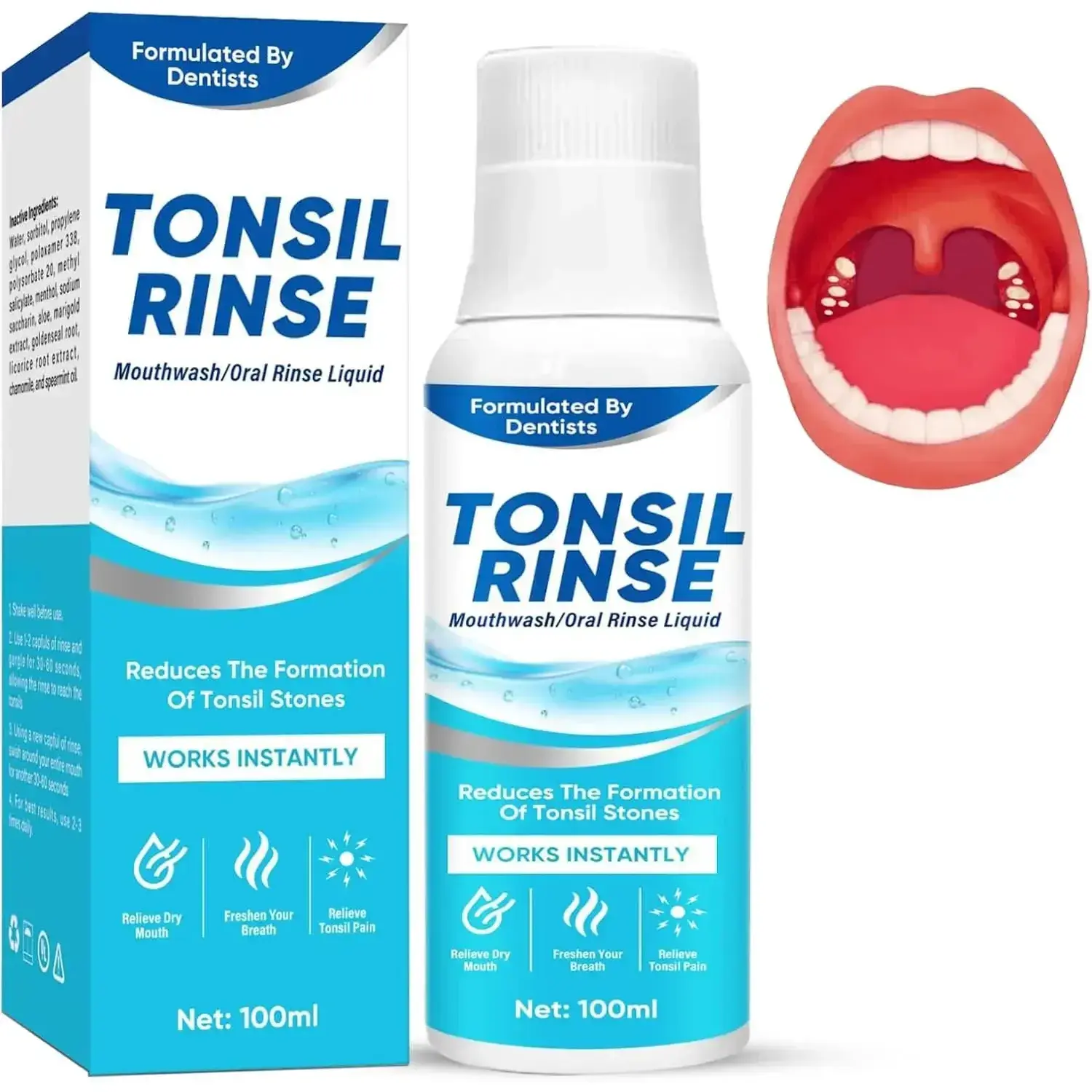 Mouthwash for Tonsil Stone Removal, Natural Alcohol-Free Oral Rinse for Bad Breath, Dry Mouth, and Complete Oral Care, Beauty Products, Adults, Mouthwash Cleanser, Oral Rinse Liquid