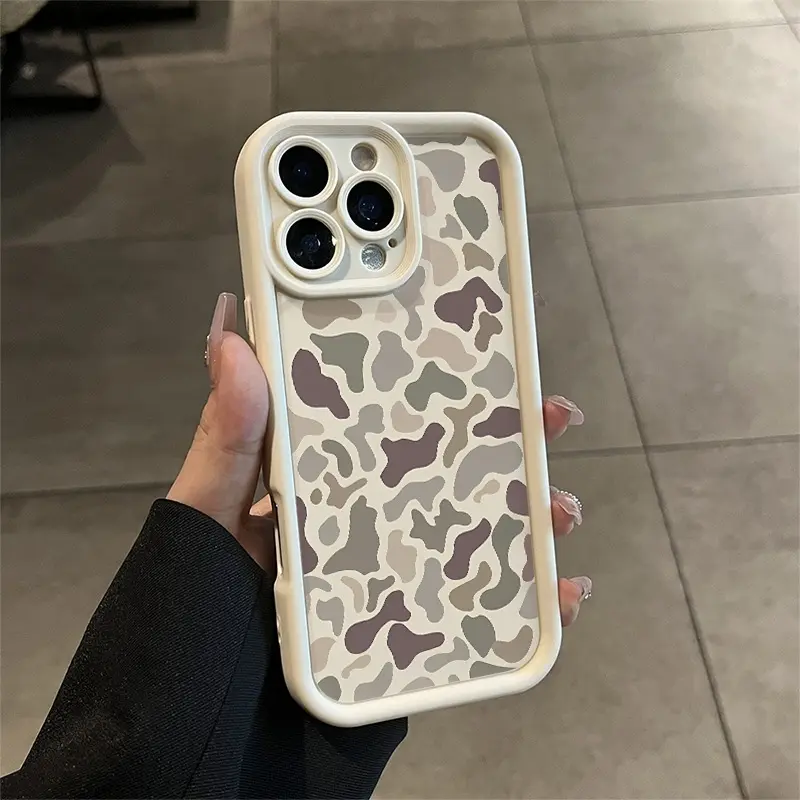 Camouflage Print Silicone Cellphone Casing - Fashionable, Non-Slip, Creative Protection for iPhone 16,15 Pro Max,14,13,12,11,XR,XS Plus, Fits iOS Mobile Phone Accessory