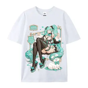 The Rabbit and Hatsune Miku Unisex Pure Cotton Short-Sleeve T-Shirt