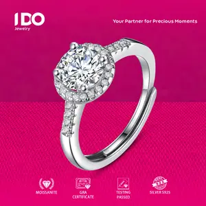 [Live Sale] R03 Silver Sterling S925 Moissanite Princess Round Ring I DO Jewelry Women Accessories Elegant Beautiful Luxury Adjustable Beautiful and Luxurious No Fade No Rust with 1 Year Guarantee Passed Diamond Selector