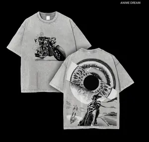 Garou vs Saitama One Punch Man Anime Double Printed Vintage Washed Tee Unisex Oversize Heavyweight Cotton T-shirt for Anime Fans and Lovers