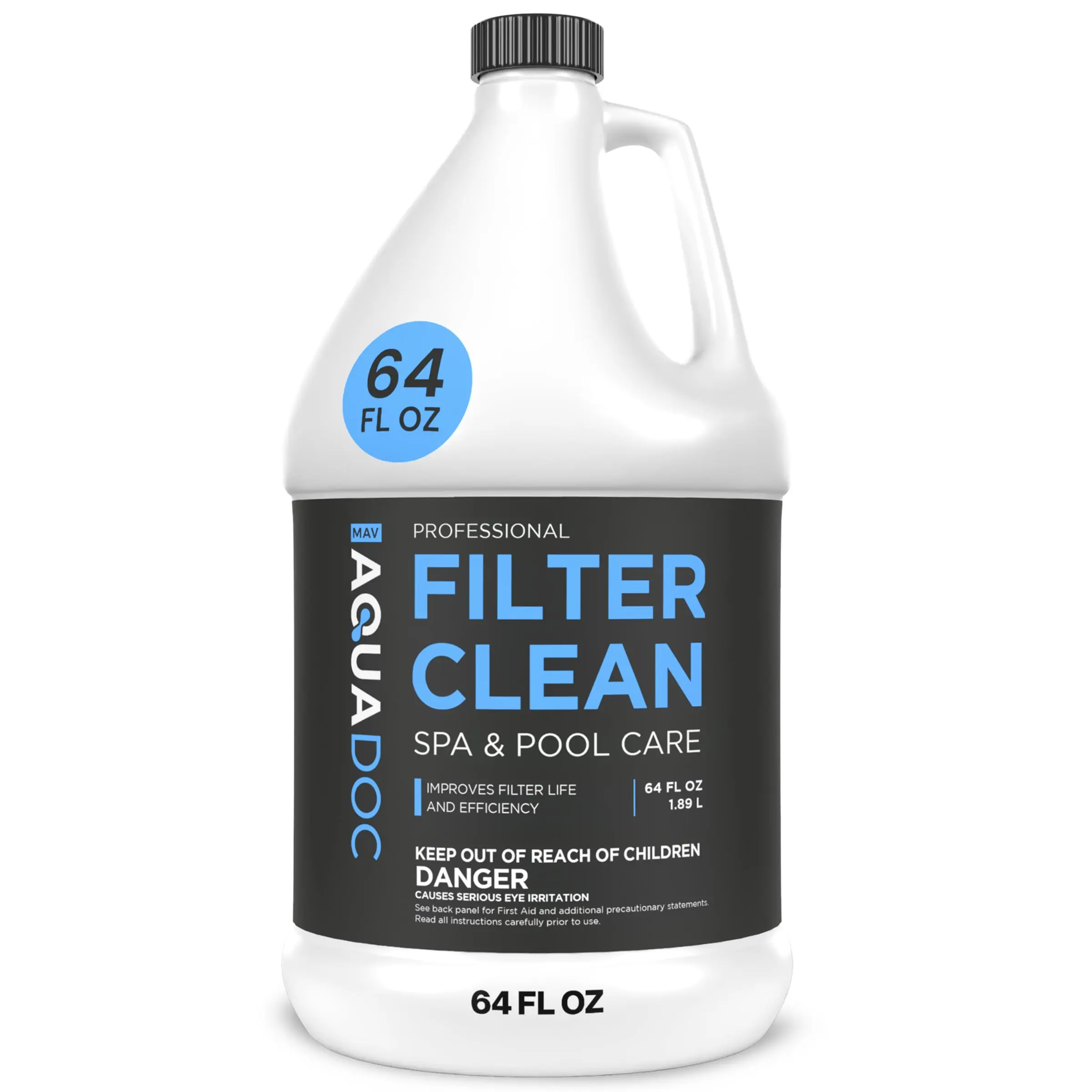 AquaDoc 64 fl oz (1.89 l) Spa/Pool Filter Cleaner Soak - Fast-Acting, Easy-to-Use Solution for Cartridge, Diatomaceous Earth Filters, Boosts Efficiency, Made in USA