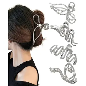 4 PCs Metal Hair Claw Clips - Irregular Large Clips for Women, Non-Slip Styling Accessories for Thick and Thin Hair