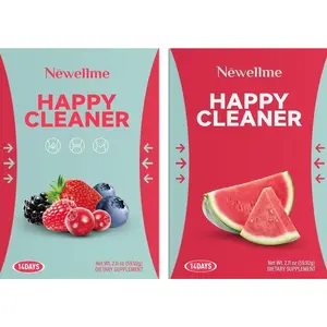 NEWELLME Happy Cleaner Super Greens Powder – Variety Pack (Watermelon & Berry), Sugar-Free Vegan Drink Mix with Chlorella & Spirulina, 28 Packets