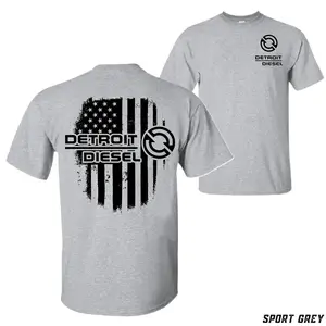 Detroit Diesel America Flag T-Shirt, Vintage Truck Mechanic Graphic Tee, Diesel Engine Streetwear Gift for Men USA Cotton Menswear