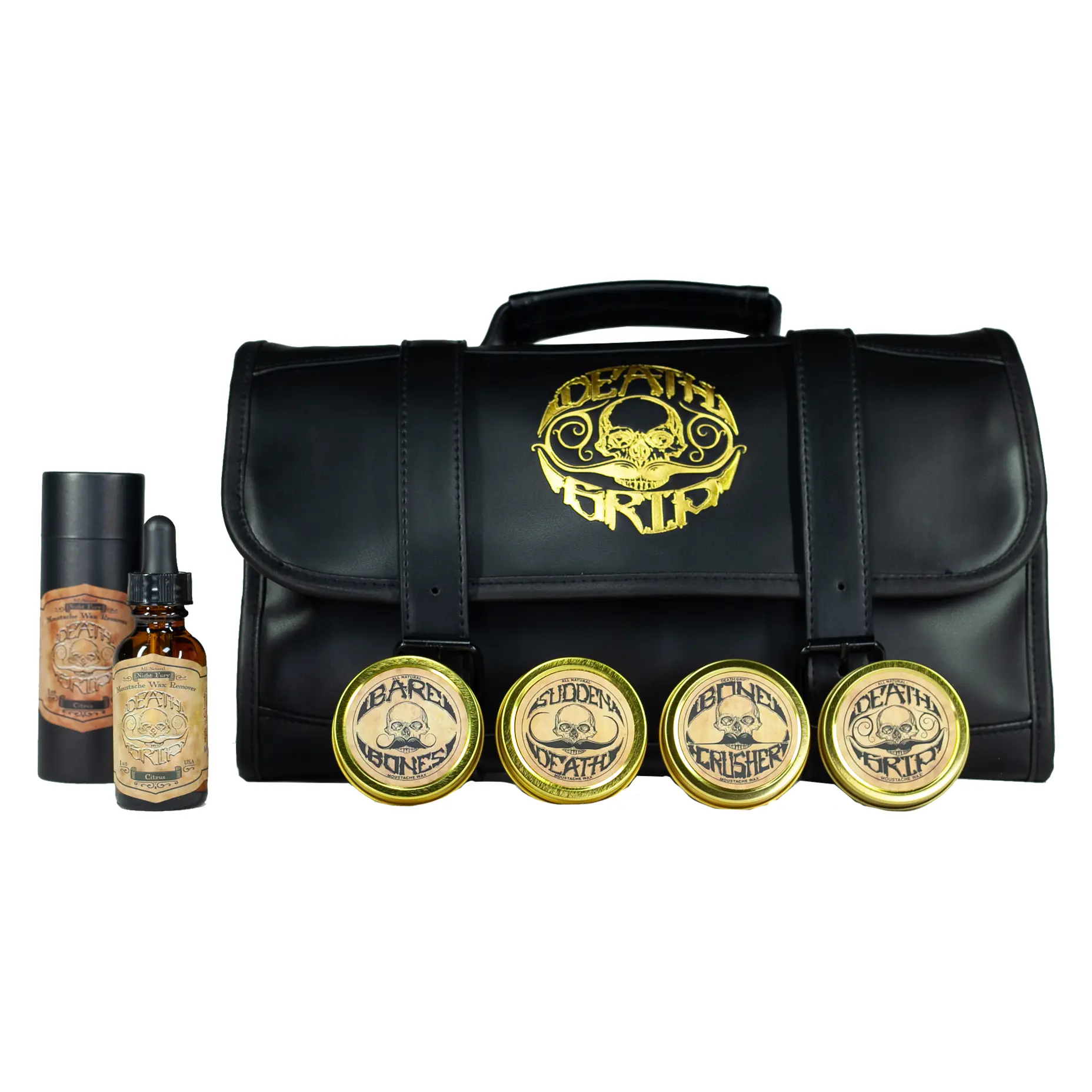 Mens Travel Dopp Kit For Mustaches & Beards | Death Grip Saddle Bag Grooming Kit