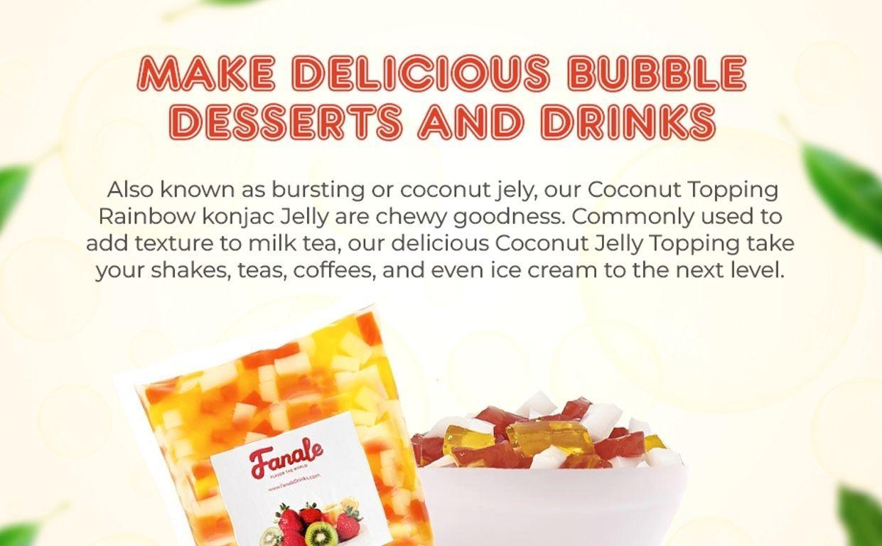 Fanale Coconut Jelly Topping nata de coco for Bubble Tea | Rainbow Konjac Jelly Topping for Boba Tea, Smoothies, Slushes, Desserts 400g(Pack Of 1)