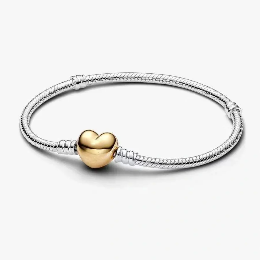 LEYEHOPE Heart Clasp Snake-Chain Bracelet for Women, Sterling Silver Fine Bracelet Jewelry, Stylish Accessories, Jewelry For Women, Accessories For Women