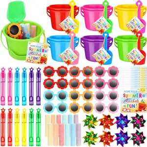 12/24/36 Pack End of Year Buckets Gifts Bulk, Student Goodie Bags Summer Pool Party Favors with Cards, Various Sets with Different Accessories from Teacher for Kids Preschool Kindergarten Class Rewards Summer Birthday Graduation Party Supplies Holiday