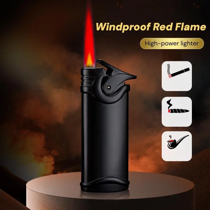 Vintage Handheld Windproof Lighter - Sturdy Durable Metal Construction, Adjustable Flame, Refillable Design - Ideal for Camping, Barbecues - Perfect Gift for Men, Handheld Lighter