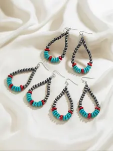 Vintage Boho Style Turquoise Texture Beaded Decor Dangle Earrings, Fashion Jewelry for Party, Daily Clothing Decor, Trendy All-match & Exquisite Jewelry for Gift