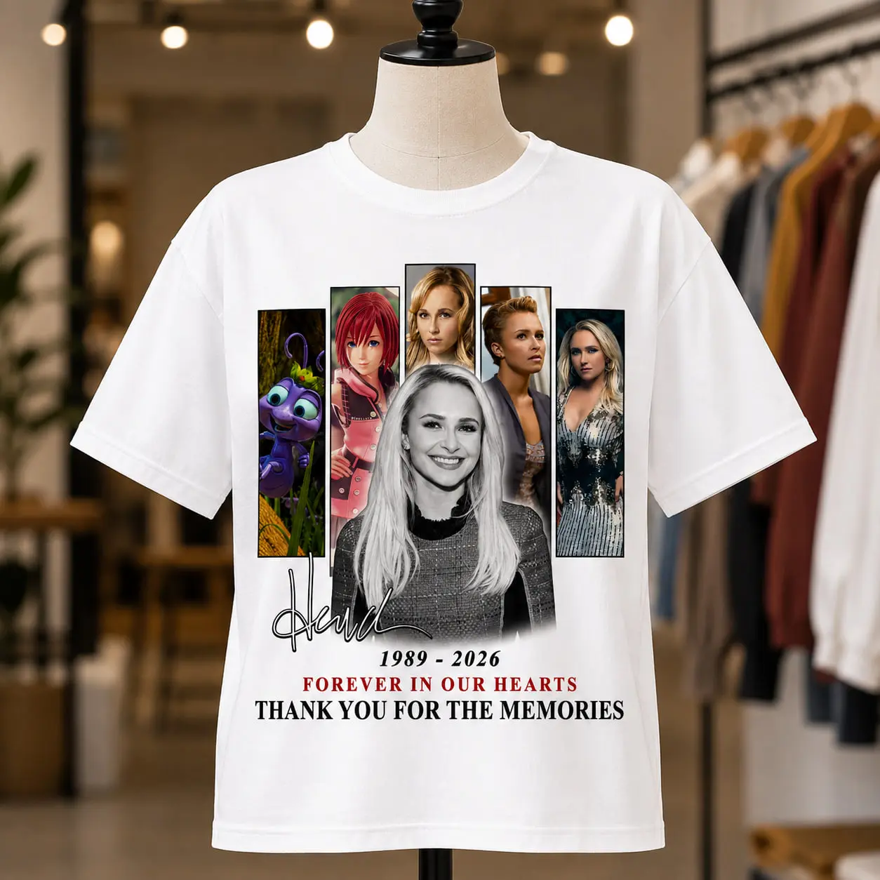 Hayden Panettiere Memorial Shirt, RIP Forever In Our Hearts Tribute Tee, Vintage In Loving Memory T-Shirt, Angel Wings Graphic Top