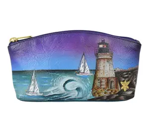 Anushcka Painted Leather Cosmetic Pouch