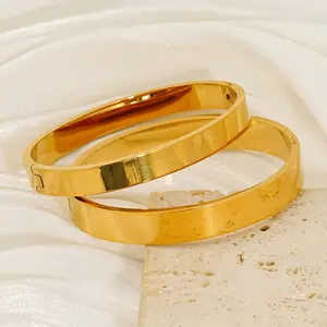 Minimalist Gold Bangle Set | 3 Widths For Layered Wrist Stacks