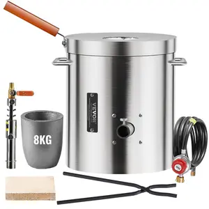 【Summervibes】VEVOR Propane Melting Furnace Kit,  8KG/18lbs Gas Metal Melting Furnace Kit, Foundry Home Kiln with Crucible, Tongs, Wooden Handle, Smelting Casting Tool for Gold Silver Copper Aluminum Metal Recycle