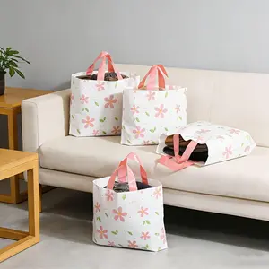 10pcs Pack Reusable Plastic Gift Bags Suitable for Birthdays, Weddings, Parties - Pink Floral Design with Flower Pattern, Suitable for Boutiques, Retail Packaging, Party Favors, Wedding Favors, Reusable Shopping Bags