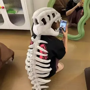 Budget Dinosaur Skeleton Costume Kit - Complete Hooded Jumpsuit Set with Accessories, Value Pack Halloween Christmas Group Costume