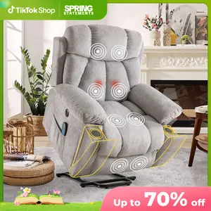 [SpringStatements] 【3 Package Delivery】EBELLO 40.5" Wide Extra Large Microfiber Electric Heated Massage Lift Recliner Living Room Chair with Cup Holder & USB