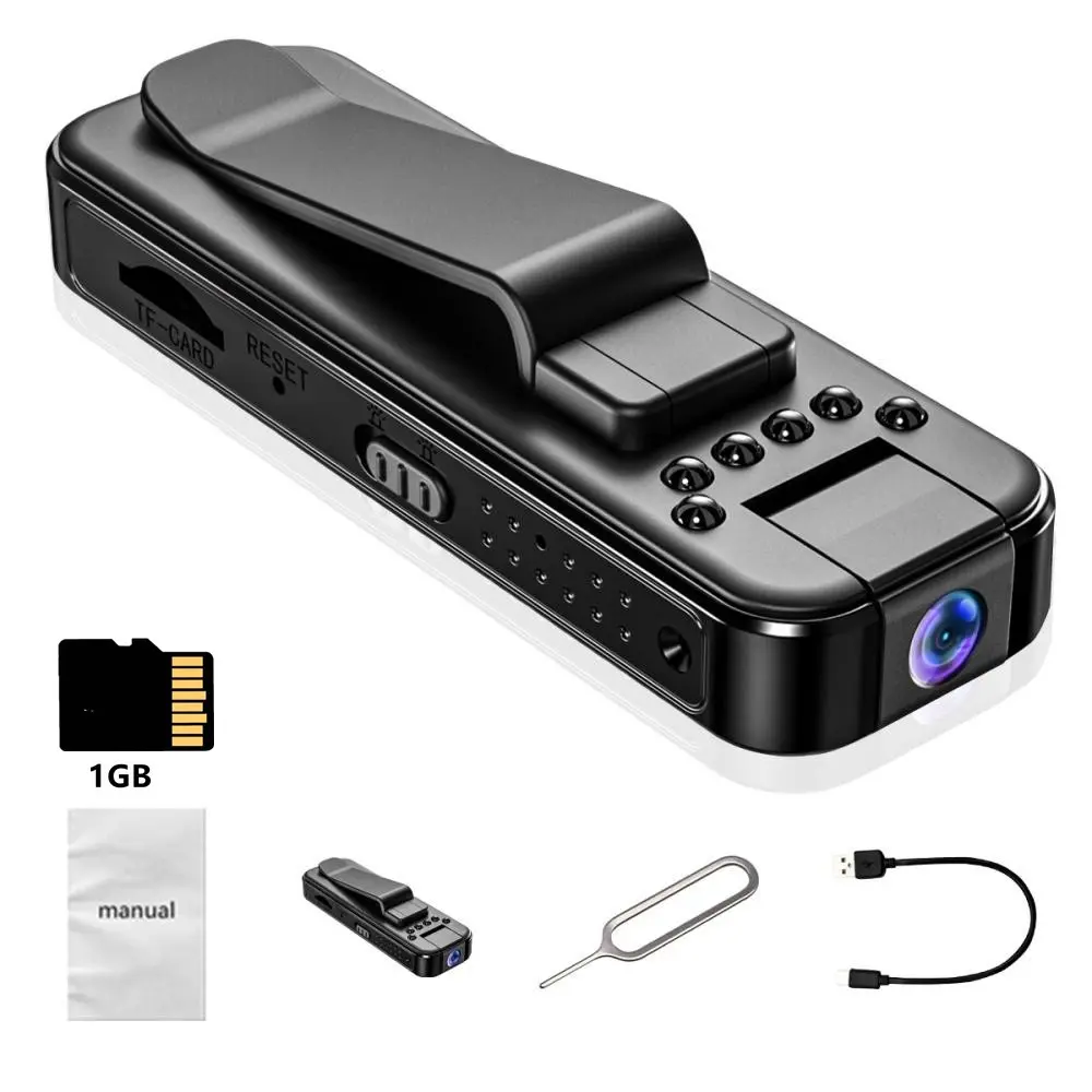 Mini Body Cameras With Audio And Video Recording Equipment Wearable Patrol Video Recorder Camcorder for Security Work Records Traveling Portable Camera with 180° Lens Video Camcorders