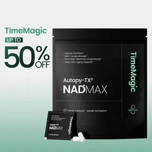 TimeMagic NAD+MAX for ANTl AGlNG Support,Hair Growth,Glass Skin,Boost Energy, Ca-AKG, Liposomal NR, Spermidine, PQQ, Vitamin D3, Black Seed Oil, Black Pepper 8-in-1 Longevity Formula, 30 Pack