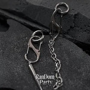 Asymmetrical Cyber-Grunge | Silver Dangle Spike Earrings, Y2k Punk Metal Fashion, Carabiner