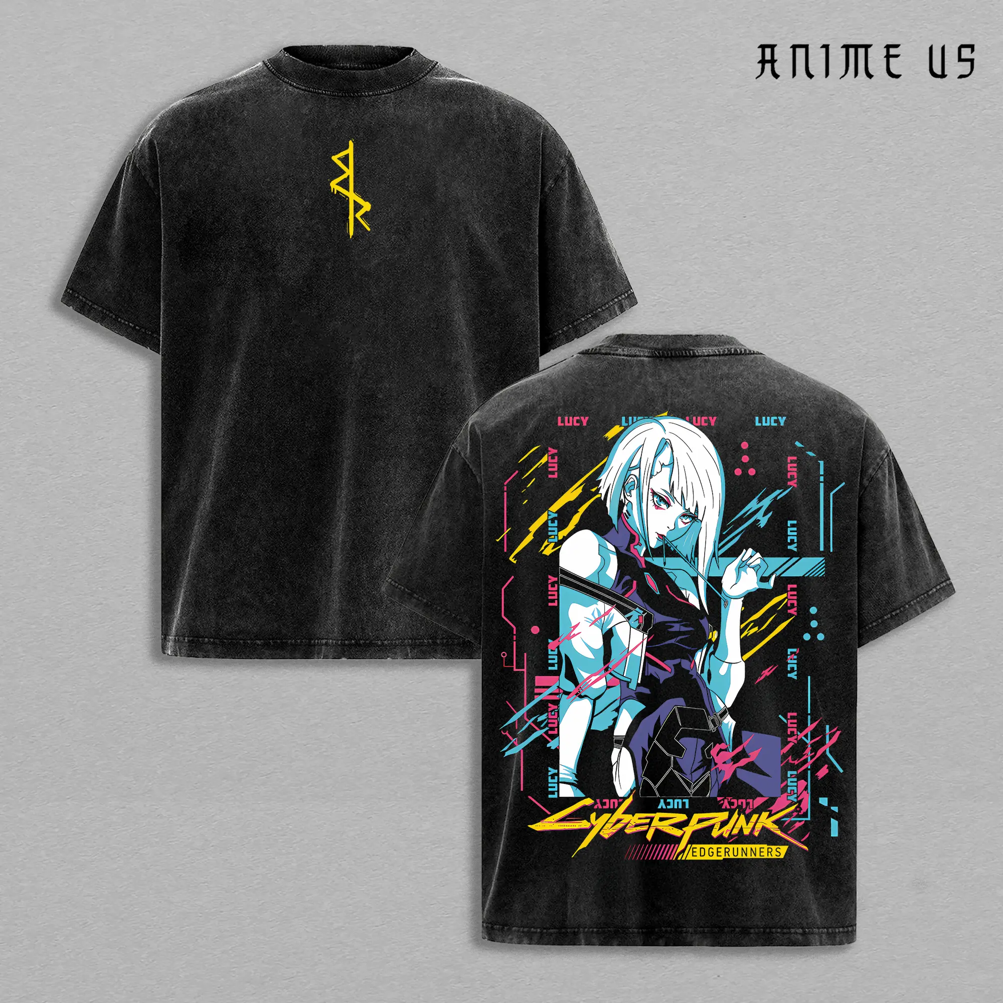 Retro Limited Edgerunners Neoncore Lucy Unisex Acid Washed Lightweight TShirt, Edge Runner Shirt, Cyberpunk Edgerunners, Lucy Shirt, Fabric Top Cotton