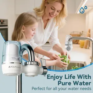 Portable Faucet-Mounted Water Purifier of Filtering 320 Gallons Water,Hand-held Water Tap Purifier Indoor Water Cleaner Filter for Kitchen Bathroom Sinks