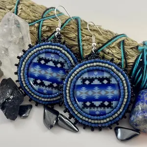 Black/Blue Native Beaded Earrings