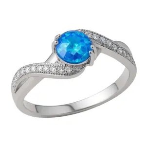 Sterling Silver Blue Opal CZ Ring