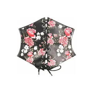 Lavish Floral Print Lace-Up Corset Belt Cincher