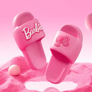 Barbie Series Bathroom Slippers - Soft, Comfortable Stylish Anti-Slip Design, Cute Pink Slippers with Barbie Logo for Home & Spa Use