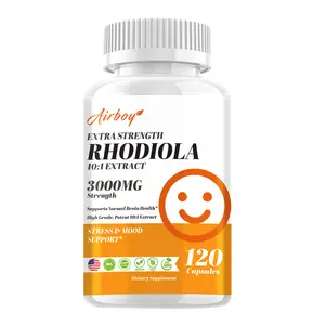 Airboy - Organic Rhodiola 10:1 Exract, 3000 mg Strength, 120 Capsules, 4 Month Supply, Standardized and Concentrated 10X Extract, 100% Vegetarian, Extra Strength, All-Natural and Non-GMO