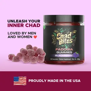 Chad Bites Fadogia Gummies: 7-in-1 Daily Vitality Booster + Tongkat Ali Gummy for Drive, Strength, Aura, & Unmatched Endurance | 100% Natural Supplement For Men and Women | No Artificial Ingredients | No Artificial Sweeteners | No Fillers