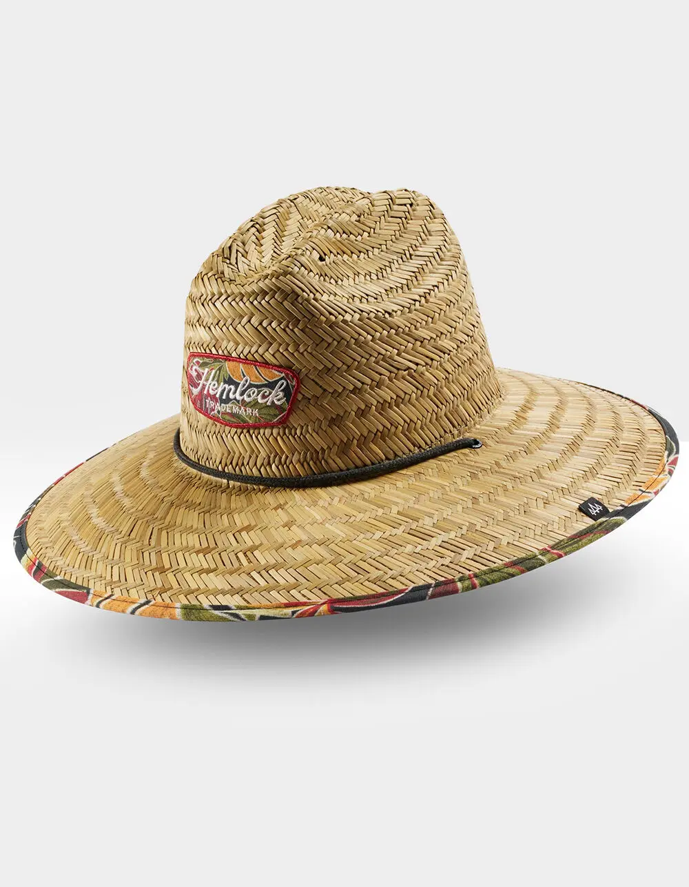 HEMLOCK HAT CO.  Mens Tropical Foliage UPF 50+ Lifeguard Straw Hat, Natural