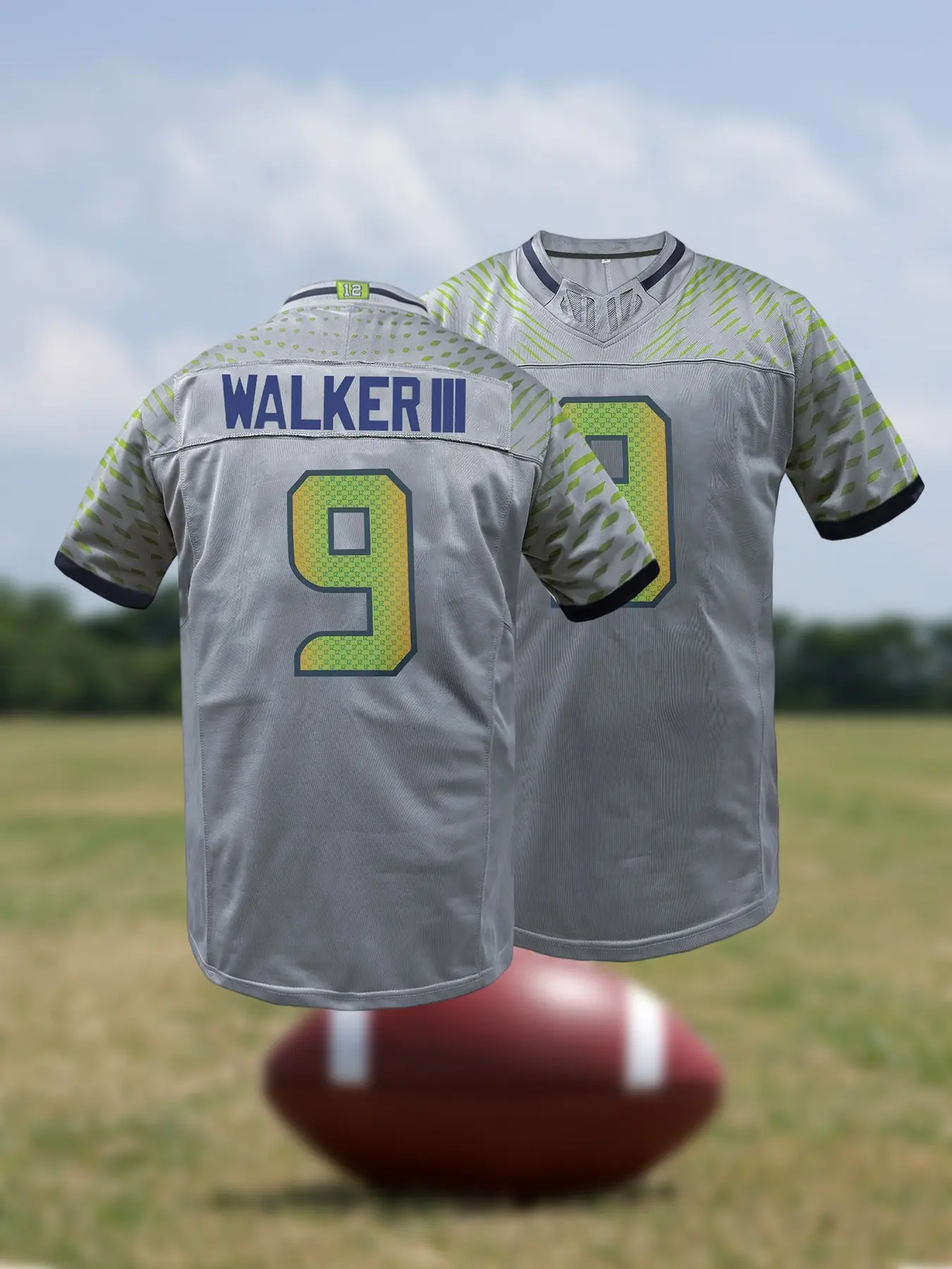 Men's Seattle #12 Football Jersey,Classic Retro Letter Embroidery Design,Breathable Short Sleeve T-Shirt,Football Shirts,for Training and Competition,Fans Gift,Athletic Training Apparel