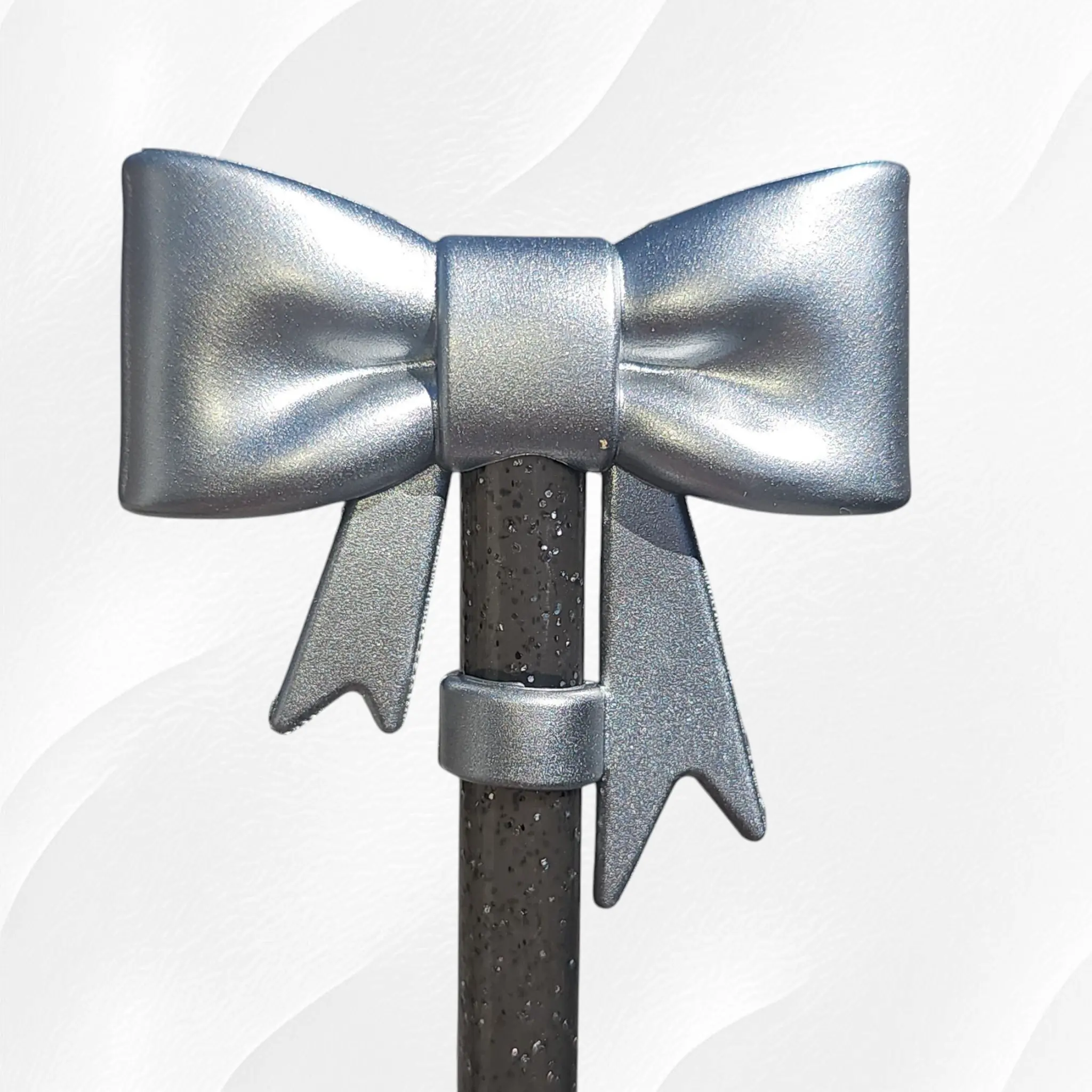 Princess 3D BOW Silicone Straw Topper  - Silver Shimmer