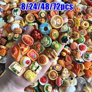 8/24/48/72pcs Realistic Miniature Food Resin Play Kitchen Accessories, Mixed Style Dollhouse Decorations, Perfect for Dollhouses