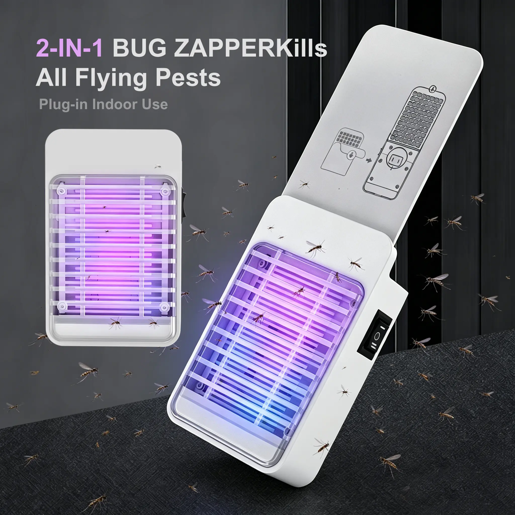 SAIJZEK.Electric Bug Zapper Indoor, 2-in-1 Fly Traps Indoors and Mosquito Trap, Electric Mosquitoes Killer with Light for Home, Office, Kitchen, Bedroom, Baby Room Pest Repellent Insect UV,insect trap, Anti Mosquito Multi-Insect, Fly Control Multi-Insect