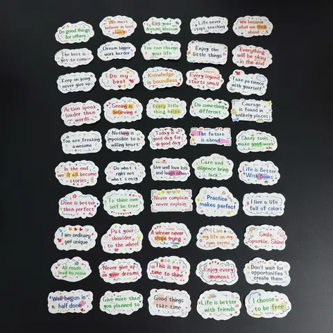 Motivational Quote Stickers – Random Positive Inspirational Sayings, Colorful Waterproof Decals for Laptop, Water Bottle, Journal & More