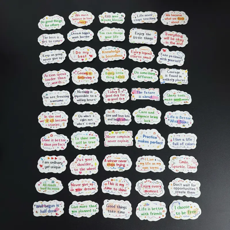 Motivational Quote Stickers – Random Positive Inspirational Sayings, Colorful Waterproof Decals for Laptop, Water Bottle, Journal & More