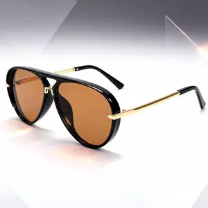 Women's PC Full Rim Aviator Sunglasses - UV400 Anti-UV, Stylish Gold Frame, Lightweight for Summer Daily Use