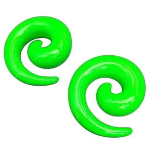 Pair 00g or 6g Neon Green Super Spirals Tapers plugs huge big hangers gauges earrings stretching stretched unique acrylic men women gift