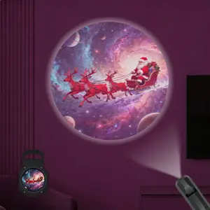 2D Flat, 1 pc, Cosmic Santa Sleigh & Galaxy Pattern, Portable LED Pattern Projector Light, USB Interface, 360° Rotation, Suitable for Christmas & Winter Festivals, Ideal for Living Room & Bedroom, A Perfect Gift for Families & Christmas Enthusiasts