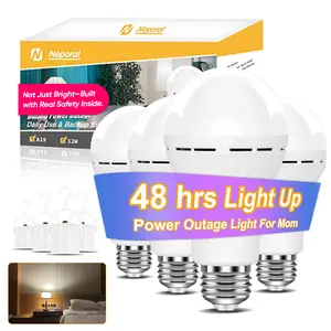Neporal LITE Emergency Rechargeable Light Bulbs A19, Light Up to 48 hrs, Battery Operated Light Bulb, 5000K E26 LED Bulb, Emergency Lights for Home Power Failure commercial lighting rechargeable  bulb