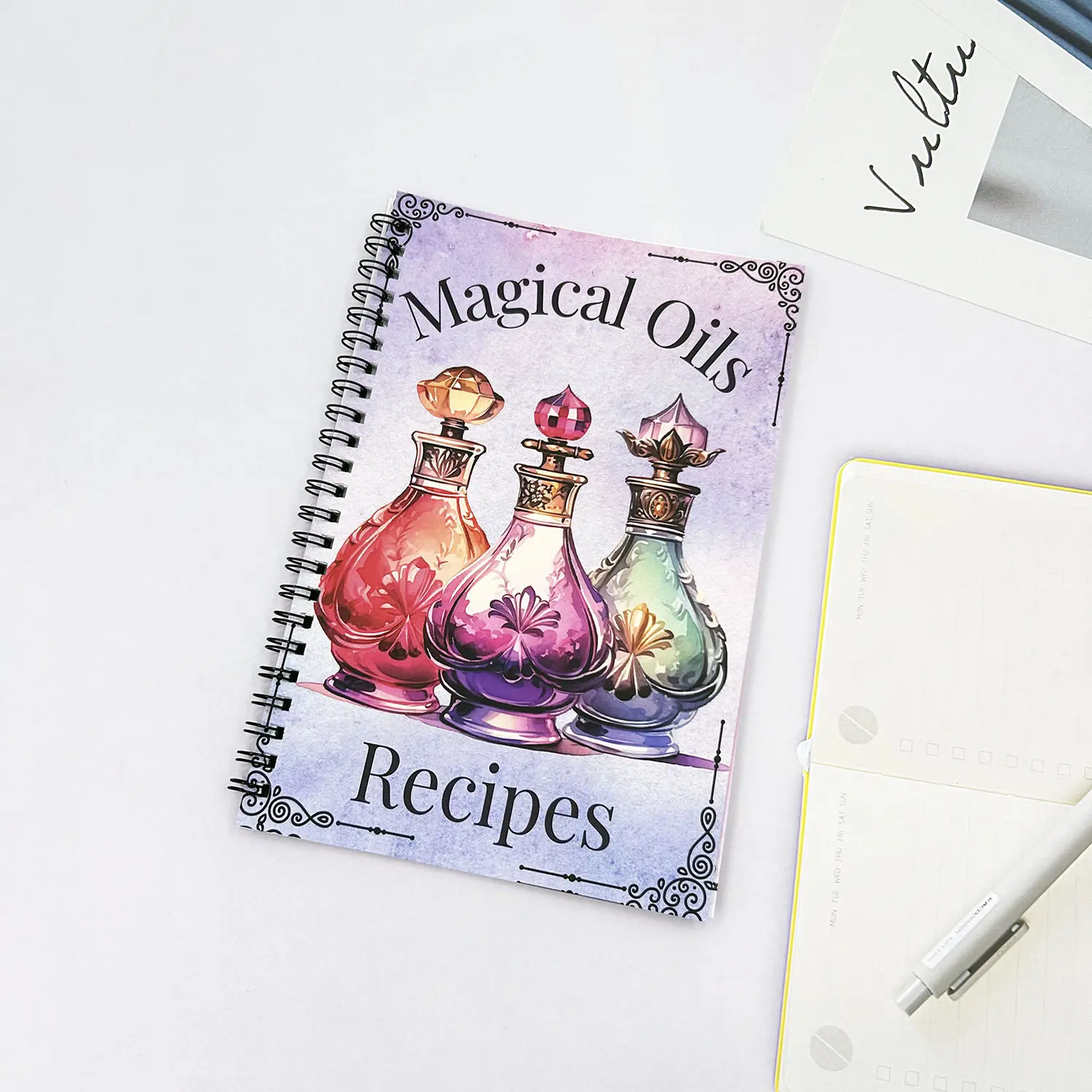 50-Page Magical Oil Comprehensive Workbook, A5 Size Handbook Notebook, Spiral Coil Notebook, Candle Magic & Spiritual Practices, Herbal Recipes, Halloween Use, Beginners & Advanced Witches, Spiral Notebooks, Notebook Journal