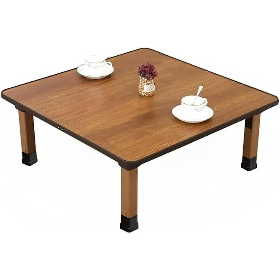 Japanese Foldable Coffee Table, Portable Low Tea Table Wooden Folding Dining Study Breakfast Serving Table Collapsable Small Desk Tatami Sitting On The Floor Table (27.6 * 11.8in, Square)